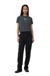 Ganni Black Drapey Melange Slim Trousers In Black