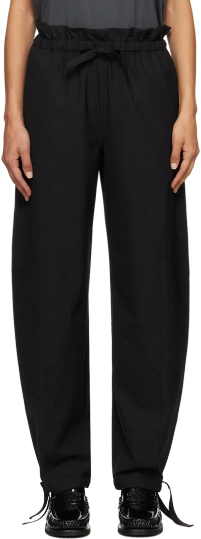 GANNI BLACK DRAPEY MELANGE TROUSERS