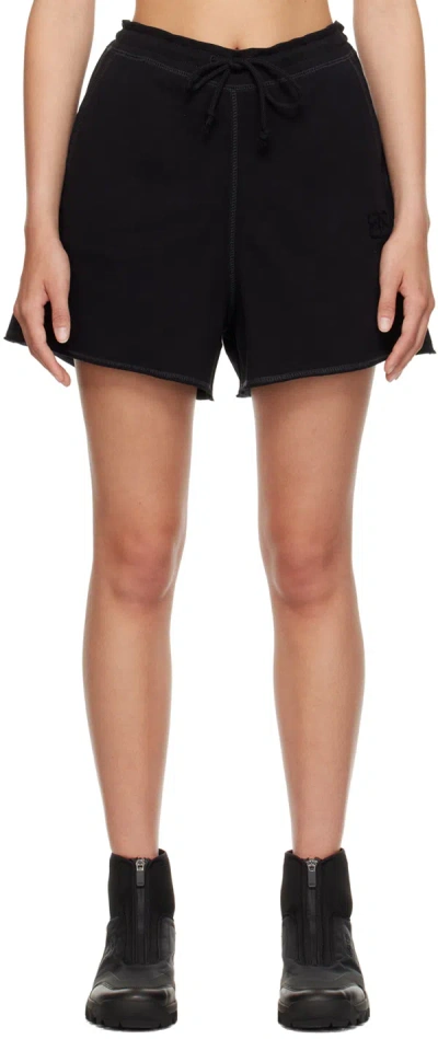 Ganni Black Drawstring Shorts In 099 Black