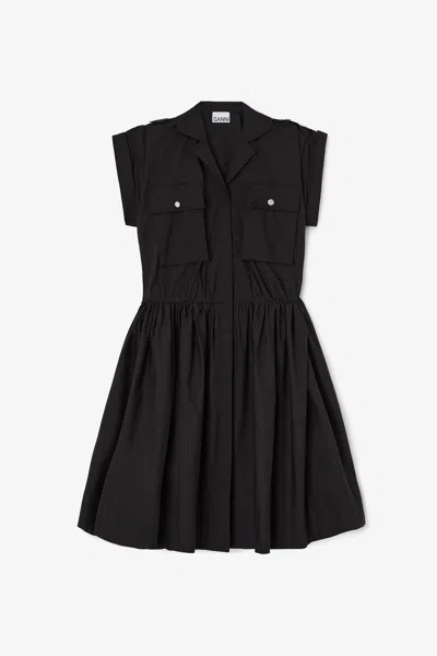 Ganni Dress In Black Cotton