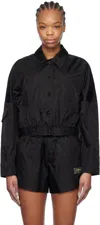 Ganni Black Duchesse Nylon Cropped Jacket In 099 Black