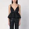 Ganni Black V-neck Top With A Waistband Under The Bust In Black