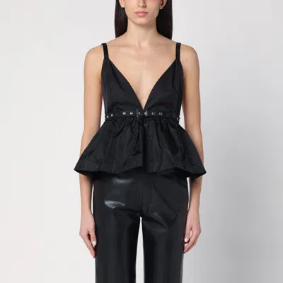 GANNI BLACK DUCHESSE TOP WITH STRAP