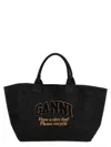 Ganni Black Easy Tote Bag In Black