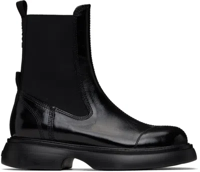 Ganni Black Everyday Mid Chelsea Boots In 004 Black/black