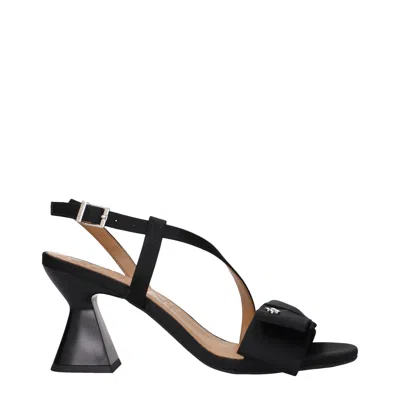 Ganni Black Fabric Stiletto Heels Sandals