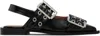 Ganni Black Feminine Buckle Flats In 099 Black
