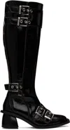 Ganni Black Feminine Buckle High Tall Boots In 099 Black