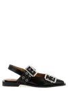 Ganni Black Feminine Buckle Flats
