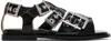 Ganni Buckle Sandals With Flat Sole And Metal Eyelets In 099 Black