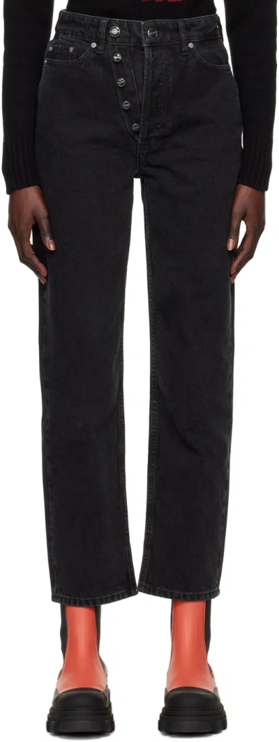 Ganni Black Figni Jeans In 006 Washed Black/bla