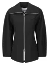 Ganni Black Bonded Crepe Curve Sleeve Jacket In Black
