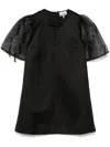 Ganni Black Short Dress With Puff Sleeves In Black