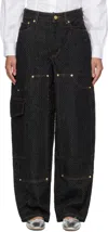 Ganni Black Fluffy Carpenter Jeans In 099 Black