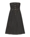 Ganni Black Fluffy Denim Corsage Maxi Dress In Black