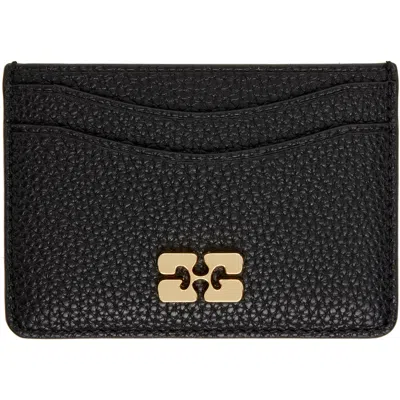 Ganni Black Grained Card Holder In 099 Black