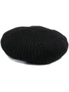 Ganni Women Ribbed Wool Hat In Black