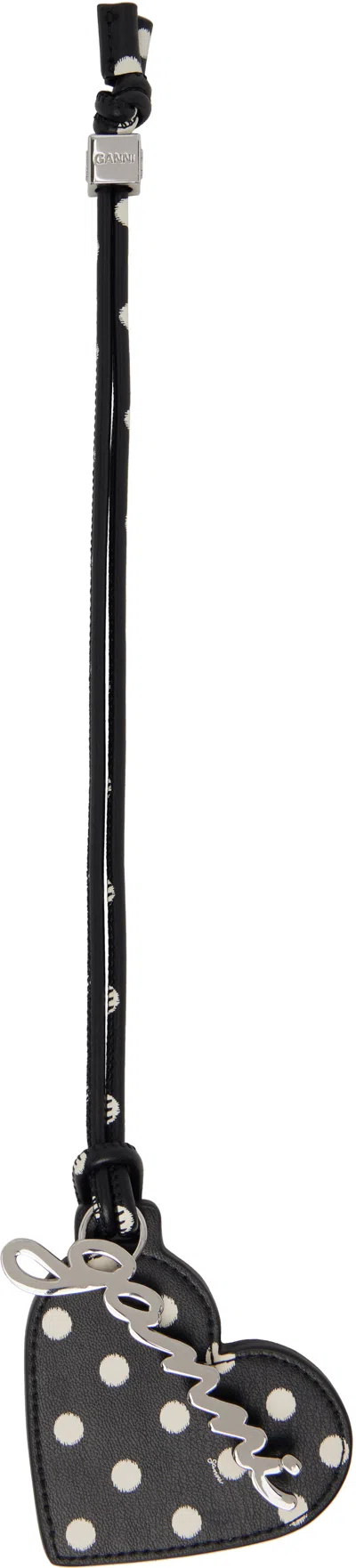 Ganni Black Heart Mirror Dots Keychain