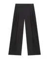 Ganni Black Heavy Cotton Tailoring Mid Waist Trousers In Black