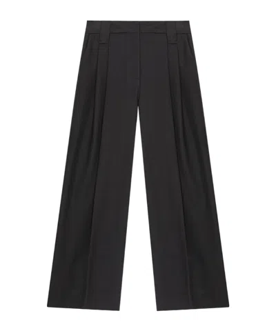 Ganni Black Heavy Cotton Tailoring Mid Waist Trousers
