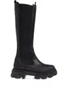 Ganni Black Knee-high Chelsea Boots - Size 41 Calf Leather In Black