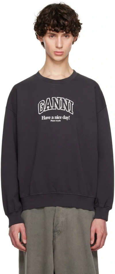 Ganni Black Isoli Sweatshirt In Phantom