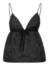 Ganni Floral-jacquard Flared Tank Top In Black