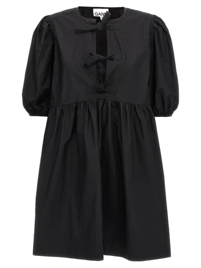 GANNI BLACK KNOT POPLIN DRESS