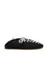 Ganni Sporty Nylon Ballerina Sneakers Lace Up In Black