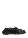 Ganni Black Lace-up Ballet Flats In Black