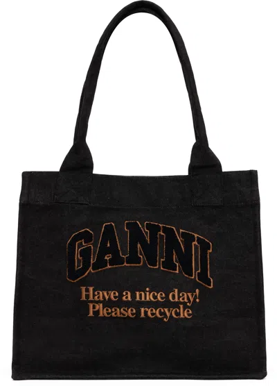 Ganni Black Large Denim Large Tote