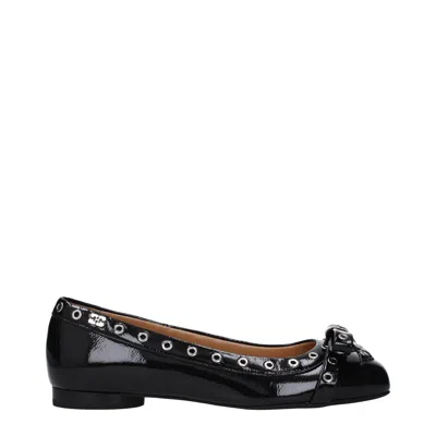Ganni Black Leather Ballet Flat