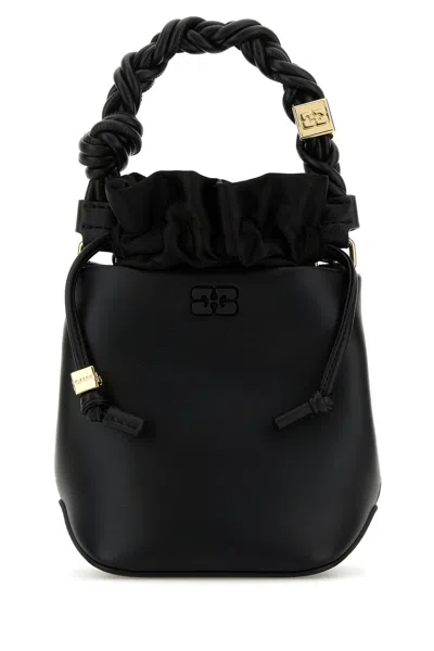 Ganni Black Leather Bou Bucket Bag