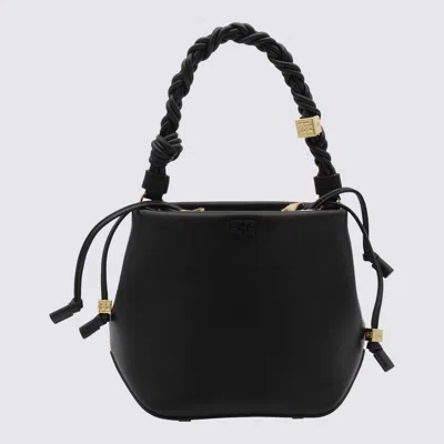 Ganni Black Leather Bou Bucket Bag