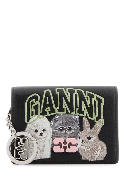 Ganni Black Leather Coin Purse