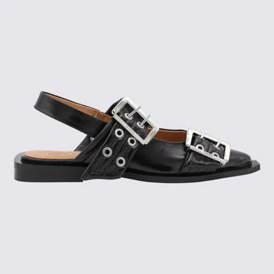GANNI GANNI BLACK LEATHER FLATS