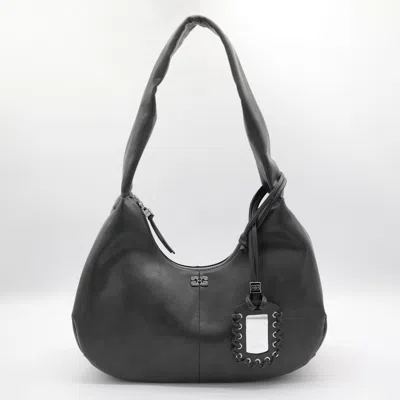 Ganni Black Leather Hobo Medium Shoulder Bag