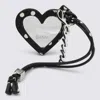 Ganni Black Leather Keyring In Black