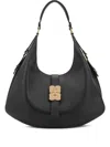 Ganni Black Leather Large Kat Shoulder Bag In Black