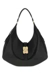 Ganni Black Leather Large Kat Shoulder Bag In Black