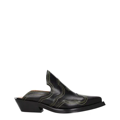 Ganni Black Leather Slipper