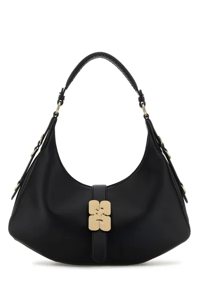 Ganni Black Leather Small Kat Shoulder Bag