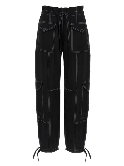 GANNI BLACK LIGHT SLUB POCKET PANTS