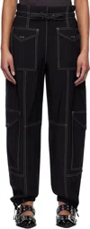 Ganni Black Cotton Pants In 099 Black