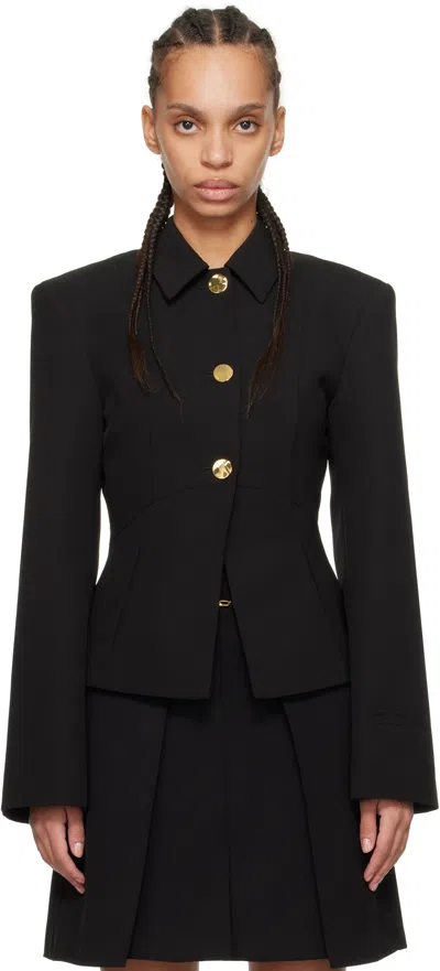 Ganni Black Light Twill Suiting Blazer In 099 Black