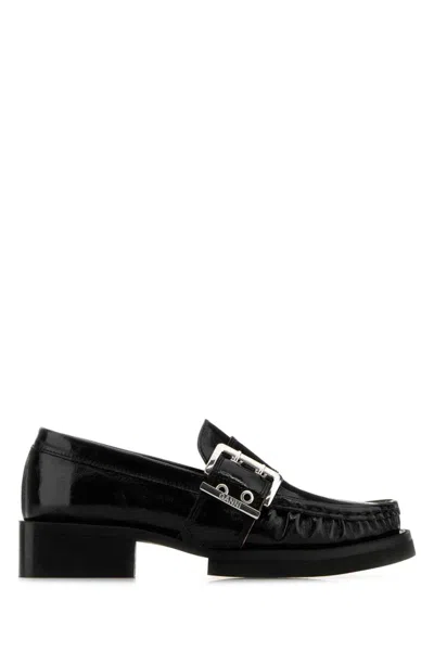 GANNI BLACK LOGO LOAFERS