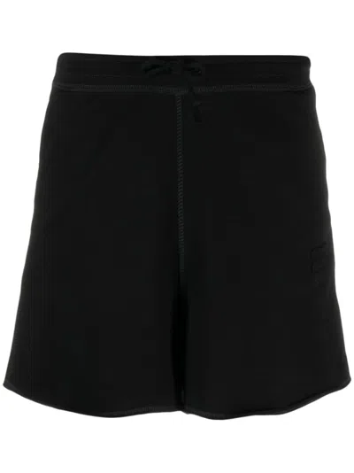 GANNI BLACK LOGO PATCH SHORTS
