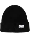Ganni Hats In Rose-pink Wool In Black