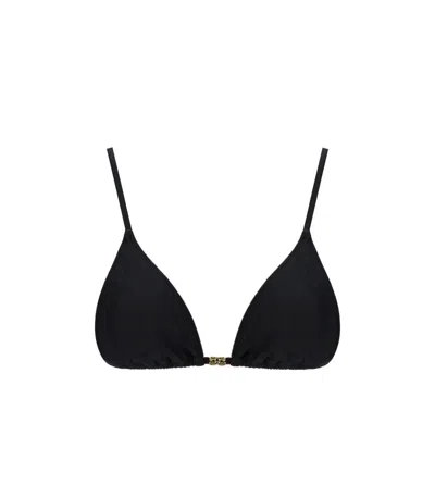 Ganni Black Lurex Bikini Top