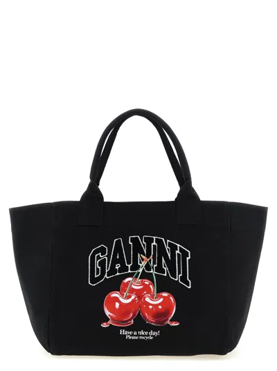 Ganni Black Medium Cherry Tote Tote Bag Black